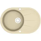 vidaXL Granitspüle Einzelbecken Oval Beige