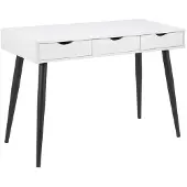 Ebuy24 Nete Schreibtisch mit 3 Schubladen in weiss und schwarzen Metallbeinen.