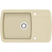 vidaXL Granitspüle Einzelbecken Beige