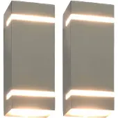 vidaXL Außenwandleuchten 2 Stk. 35 W Silbern Rechteckig