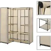 vidaXL Eckkleiderschrank Creme 130 x 87 x 169 cm