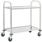 vidaXL 2-Stufiger Servierwagen 96,5 x 55 x 90 cm Edelstahl