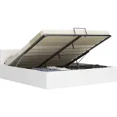 vidaXL - Bettrahmen - hydraulisch - Kunstleder - weiß - 160x200 - cm