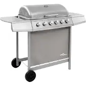 vidaXL Gasgrill mit 6 Brennern Silberfarbe