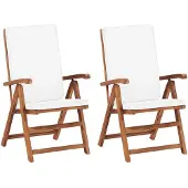vidaXL Garten-Liegestühle 2 Stk. mit Auflagen Massivholz Teak