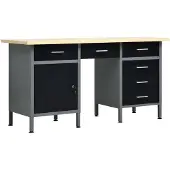 vidaXL Arbeitstisch Schwarz 160 x 60 x 85 cm Stahl