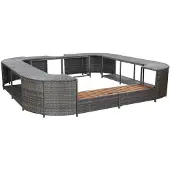 vidaXL Whirlpool-Umrandung Quadratisch Grau 268x268x55 cm Poly Rattan