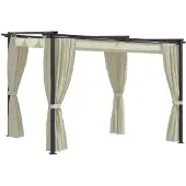 vidaXL Pavillon mit Vorhängen 3 x 3 m Creme Stahl