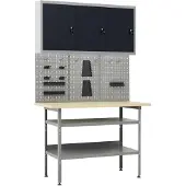 vidaXL Werkbank mit 3 Werkzeugwänden und 1 Wandschrank