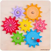 Bigjigs Holz Zahnrad-Puzzle buntes Lernspielzeug für Kinder