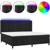 vidaXL Boxspringbett mit Matratze & LED Schwarz 200x200 cm Samt
