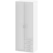 Ebuy24 Spell Kleiderschrank 2 Türen und 3 Schubladen. Weiss und weiss Hochglanz.