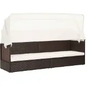 vidaXL Gartensofa mit Sonnendach Poly Rattan Braun