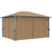 vidaXL Pavillon mit Vorhang 400x300 cm Taupe Aluminium