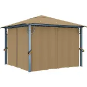 vidaXL Pavillon mit Vorhang 300x300 cm Taupe Aluminium