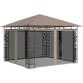 vidaXL Pavillon mit Moskitonetz 3x3x2,73 m Taupe 180 g/m²