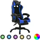 vidaXL Gaming-Stuhl mit RGB LED-Leuchten Blau und Schwarz Kunstleder