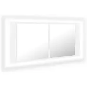 vidaXL LED-Bad-Spiegelschrank Weiß 100x12x45 cm Acryl