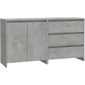 vidaXL 2-tlg. Sideboard Betongrau Holzwerkstoff