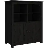vidaXL Sideboard Schwarz 83x41,5x100 cm Massivholz Kiefer
