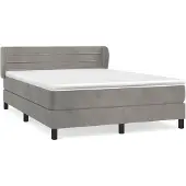 vidaXL Boxspringbett mit Matratze Hellgrau 140x190 cm Samt