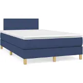 vidaXL Boxspringbett mit Matratze Blau 120x200 cm Stoff