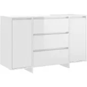 vidaXL Sideboard 3 Schubladen Hochglanz-Weiß 120x41x75cm Holzwerkstoff