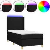 vidaXL Boxspringbett mit Matratze & LED Schwarz 80x200 cm Stoff