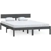 vidaXL Massivholzbett Grau Kiefer 200x200 cm