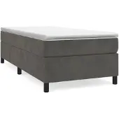 vidaXL Boxspringbett mit Matratze Dunkelgrau 80x200 cm Samt