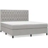 vidaXL Boxspringbett mit Matratze Hellgrau 160x200 cm Stoff