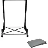 ECD-Germany Hardtopständer Schwarz, mit 4 feststellbaren Rollen & Bezug, pulverbeschichteter Stahl, Aufbewahrung Trolley für Hardtop & Schutzhaube
