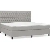 vidaXL Boxspringbett mit Matratze Hellgrau 200x200 cm Stoff