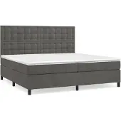 vidaXL Boxspringbett mit Matratze Dunkelgrau 200x200 cm Samt