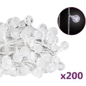 vidaXL Lichterkette Kugeln 20 m 200 LED Kaltweiß 8 Funktionen
