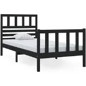 vidaXL Massivholzbett Schwarz 75x190 cm