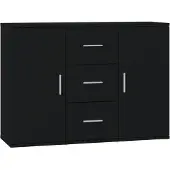 vidaXL Sideboard Schwarz 91x29,5x65 cm Holzwerkstoff