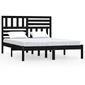 vidaXL Massivholzbett Schwarz Kiefer 140x190 cm