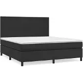 vidaXL Boxspringbett mit Matratze Schwarz 160x200 cm Kunstleder