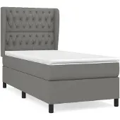 vidaXL Boxspringbett mit Matratze Dunkelgrau 90x200 cm Stoff
