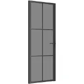 vidaXL Innentür 76x201,5 cm Schwarz ESG-Glas und Aluminium