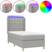 vidaXL Boxspringbett mit Matratze & LED Hellgrau 90x200 cm Stoff