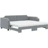 vidaXL Tagesbett Ausziehbar mit Matratze Hellgrau 100x200 cm Stoff