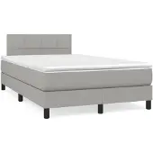 vidaXL Boxspringbett mit Matratze Hellgrau 120x200 cm Stoff