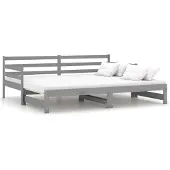 vidaXL Ausziehbares Tagesbett Grau Massivholz Kiefer 2x(90x200) cm