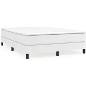 vidaXL Boxspringbett mit Matratze Weiß 140x190 cm Kunstleder