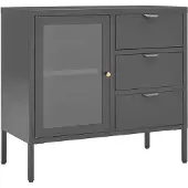 vidaXL Sideboard Anthrazit 75x35x70 cm Stahl und Hartglas