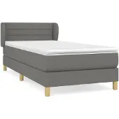 vidaXL Boxspringbett mit Matratze Dunkelgrau 90x200 cm Stoff