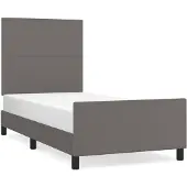 vidaXL Bettgestell mit Kopfteil Grau 100x200 cm Kunstleder