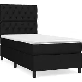 vidaXL Boxspringbett mit Matratze Schwarz 80x200 cm Stoff
